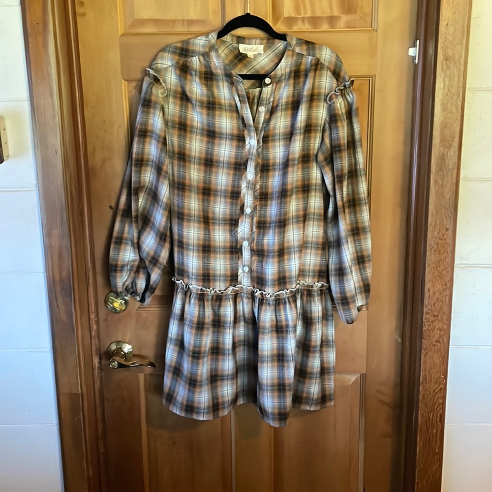 Plaid flannel babydoll dress size M